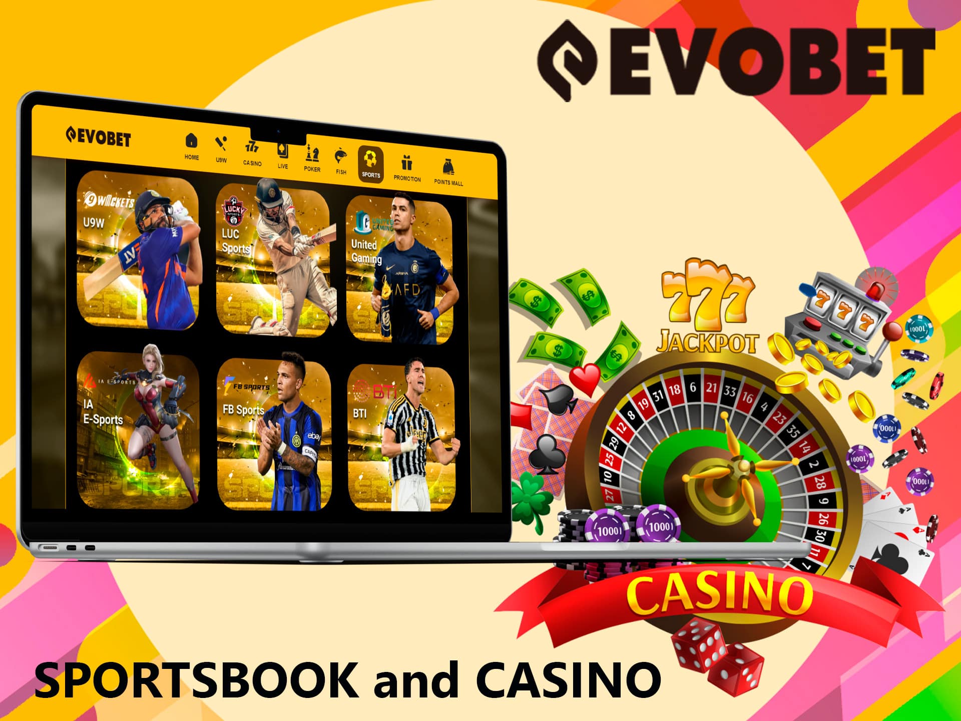 Bet on sports and online casino games at Evobet